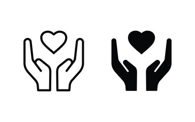 Heart in hand icons vector illustration