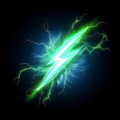 Abstract lightning background, Green lightning bolt strike set isolated transparent background Zeus...