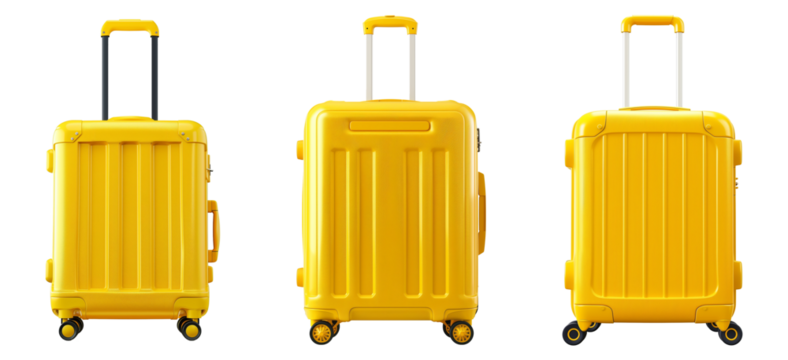 Set of travel bag isolated on transparent and white background