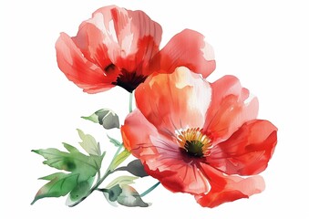 Vibrant Watercolor Poppies Illustration for Elegant Floral Design