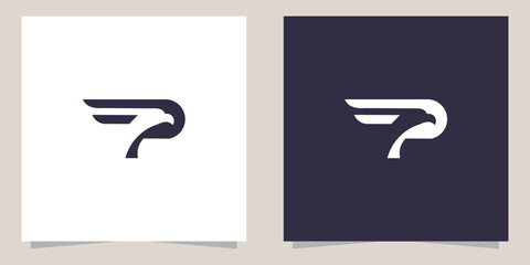 letter p with eagle logo design