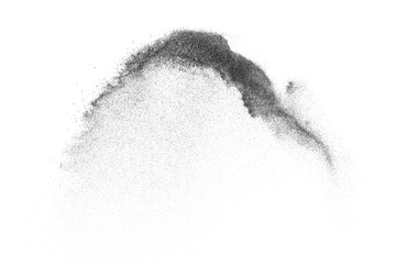 Black texture isolated on white background. Dark particles explosion. Abstract overlay textured.	
