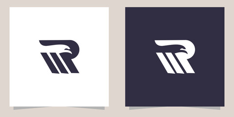 letter r with eagle logo design