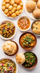  A Variety of Delicious Indian Snack Filled on Tray,