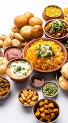  A Variety of Delicious Indian Snack Filled on Tray,