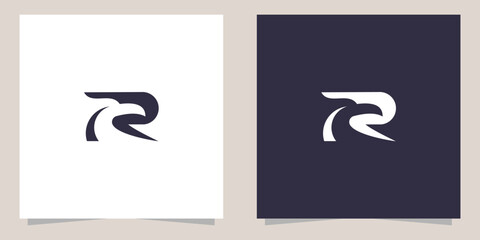 letter r with eagle logo design