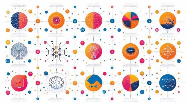 An abstract set of dots and lines brain logotypes concept. For science innovation, machine learning, AI, medical research, new technology development, human brain health, and IT startups.