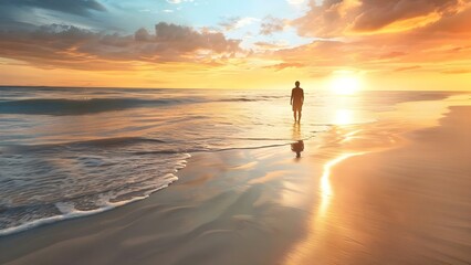 Naklejka premium Professional finds peace and hope at beach embracing new opportunities each day. Concept Lifestyle, Beach, Inner Peace, Hope, New Beginnings