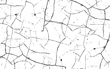 Cracked earth in dry desert. Black grunge effect on white background, cracked ground, ground distress texture, damage texture, scratch texture