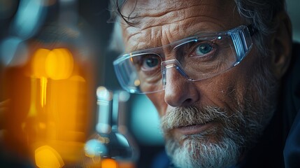 This image shows a scientist in the process of doing research. It's a large banner image for advertising purposes.