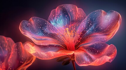 A beautiful abstract colorful flower design generated by artificial intelligence. - obrazy, fototapety, plakaty