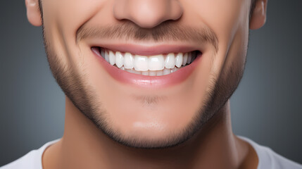 Fototapeta premium Close-up of smiling male with perfect teeth