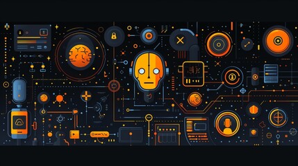 The artificial intelligence icon collection includes AI, decision, brain, maintenance, robot, bot, connection, virtual reality, assistant, machi, and more. - obrazy, fototapety, plakaty