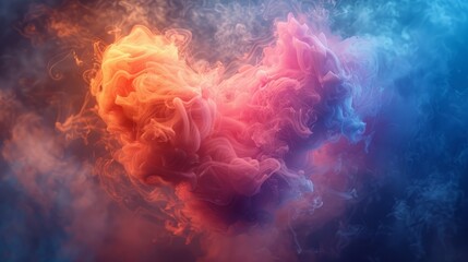 Colorful abstract background showing a heart in the clouds for Valentine's Day made with generative artificial intelligence (AI) - obrazy, fototapety, plakaty