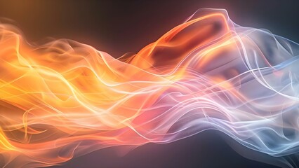 Obraz premium Iridescent neon 3D fluid wave design element on dark gradient background. Concept Neon Designs, 3D Graphics, Fluid Waves, Iridescent Colors, Dark Gradient Background