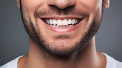 Fototapeta premium Close-up of smiling male with perfect teeth