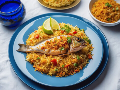 Delicious fish biriyani