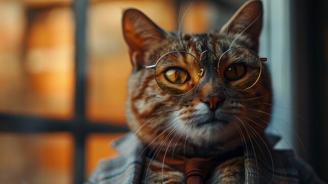 Image generated from artificial intelligence showing a cat wearing sunglasses and a suit and tie.