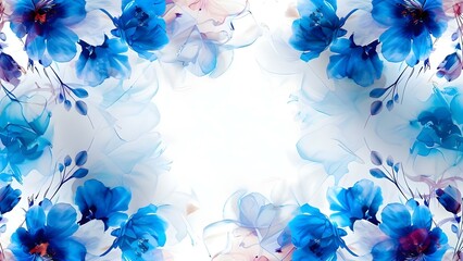 Blue and white floral pattern on white background resembling serene watercolor painting. Concept Watercolor Florals, Serene Patterns, Blue & White Design, Floral Art, White Background