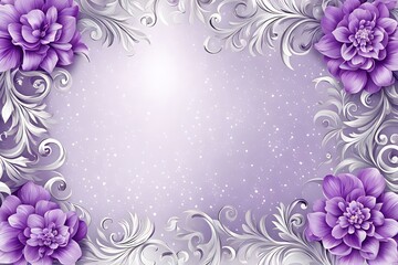 Template background silver gradient purple minimal lilac flower. Generative Ai