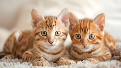 Digital artwork of two Bengal kittens with expressive eyes resembling domesticated leopards. Concept Wildlife-inspired portraits, Bengal kitten illustration, Exotic animal art, Feline gaze