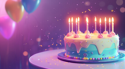 Happy birthday cake celebration joyful party. - obrazy, fototapety, plakaty