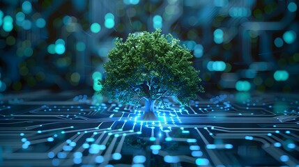 tree on circuit technology. ecology concept