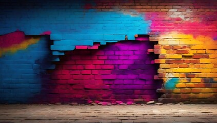 abstract background, wall full of colored paint graffiti, vandalism background, made with AI generative