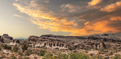 Eroded rocks in Arizona and blue sky	