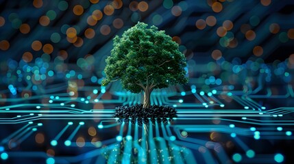 tree on circuit technology. ecology concept