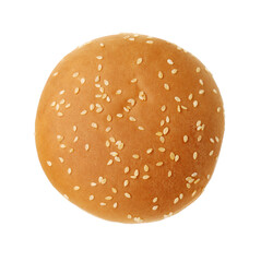 One fresh burger bun isolated on white