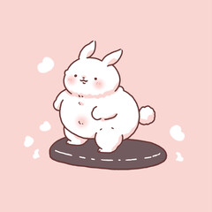 Fat rabbit exercising