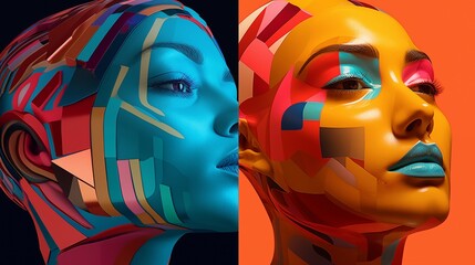 Virtual Worlds Unveiled AI-Driven Imagination Meets 3D Vector Art - obrazy, fototapety, plakaty