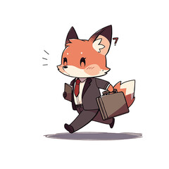 Little fox running to work
