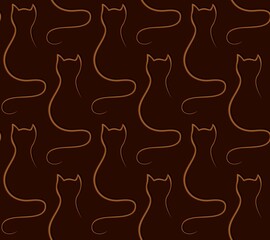 Seamless background with stylized ginger cat. 
