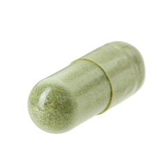 One vitamin capsule isolated on white. Health supplement