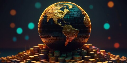 World globe with currency symbols - obrazy, fototapety, plakaty