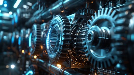 A factory with gears, symbolizing the industrial machine.