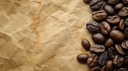 Coffee beans: Earthy aroma, morning elixir, brewing anticipation, essence of energy and productivity. - obrazy, fototapety, plakaty