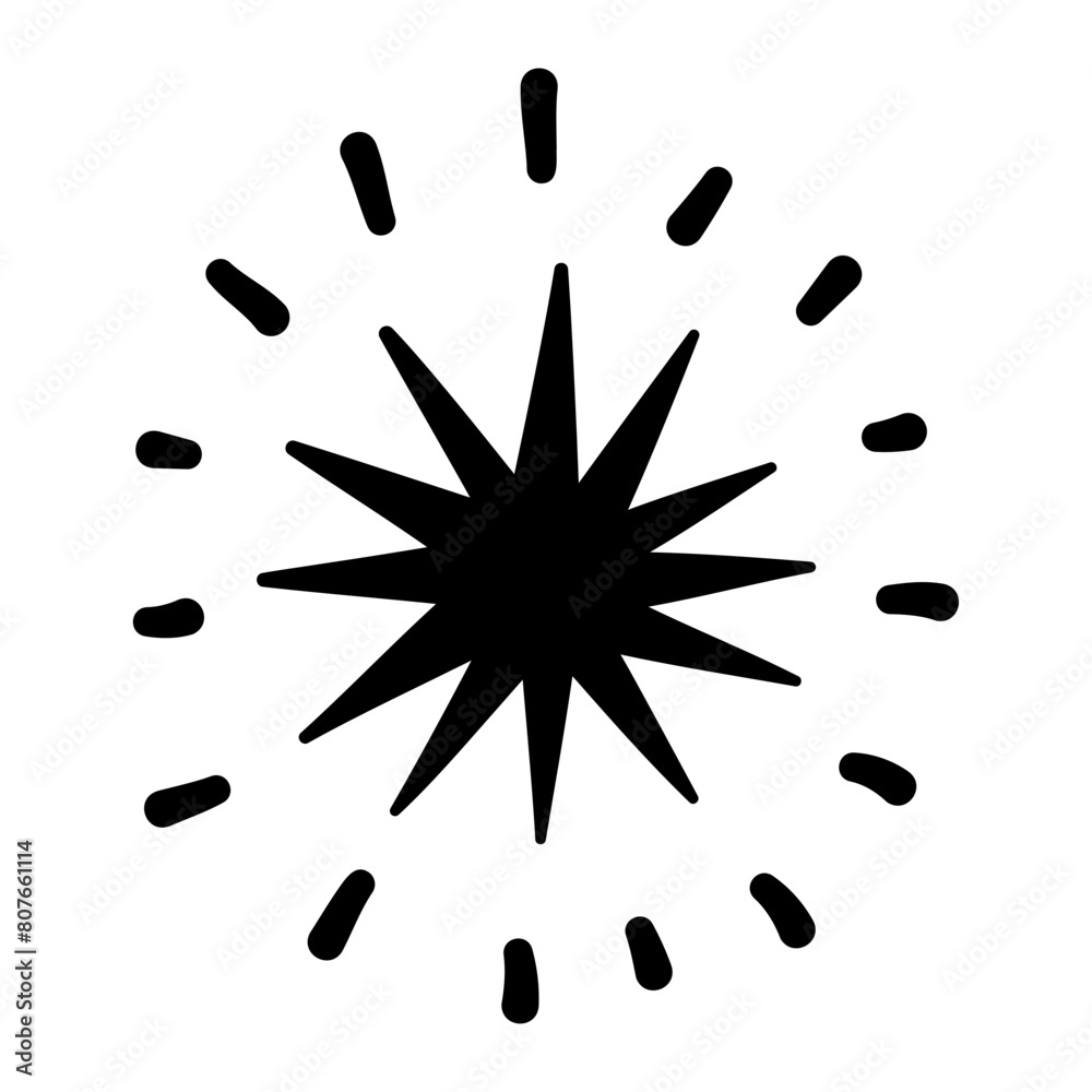 Wall mural sparkle star icon, vector hand drawn design element.