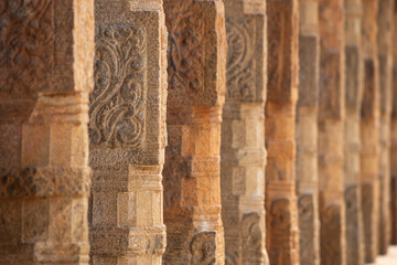 Beautiful Carving Details on the Pillars of Sri Rangnatha Swamy Temple, 100 BCE Living Hindu...