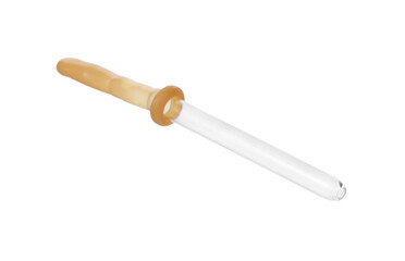 One glass clean pipette isolated on white