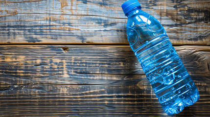 Transparent water bottle, pure and portable, embodying hydration and convenience - obrazy, fototapety, plakaty