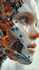 Close-up of AI-generated robot head