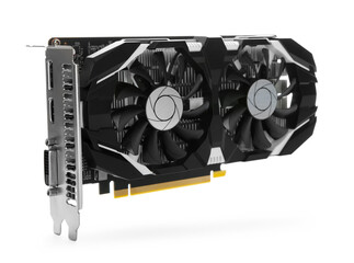 One computer graphics card isolated on white