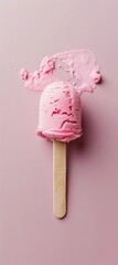 pink ice cream lolly, pastel colors, minimalistic, copy space