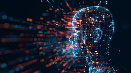 Big data, tech coding of a fintech programmer writing futuristic technology code on computer at night. AI engineer, cloud computing and ux design of software developer checking information database