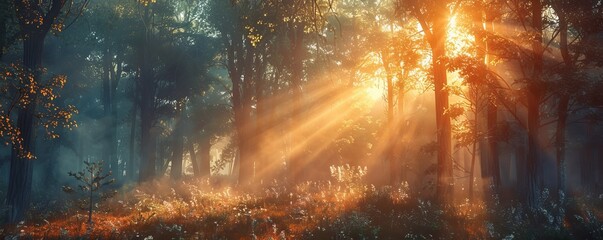 Sunlight streaming through trees