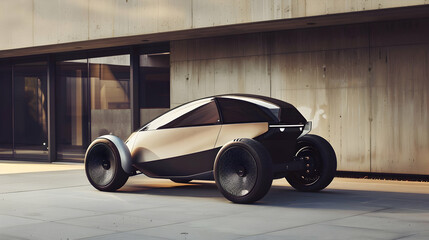 a minimalist electric vehicle with a focus on sustainability and efficiency