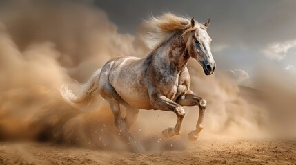 Wild Horse Running Free in the Desert